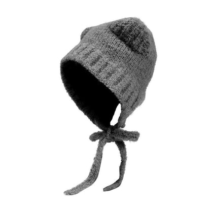 Autumn and Winter Cute Bear Parent-Child Knitted Hat Warm Ear Protection Wool Hat Korean Version Fluffy Cold-Proof Outdoor Hat