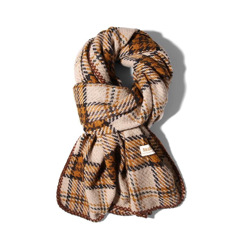 Autumn Winter Warm Scarf for Women British Christmas Plaid Red Scarf Retro Versatile Couple Shawl Neck Warmer