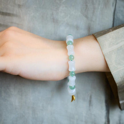 Natural Tianshan Green Bamboo Knot Bracelet Bamboo Knot Wealthy Endless Gold Silk Jade High-end Bracelet Gift for Best Friend