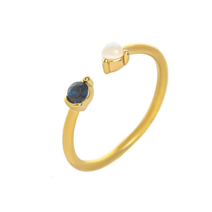 Titanium Steel Color-Retaining Natural Opal Color Zircon December Birthstone Ring Plain Band December Birthstone Plated with 18K Gold