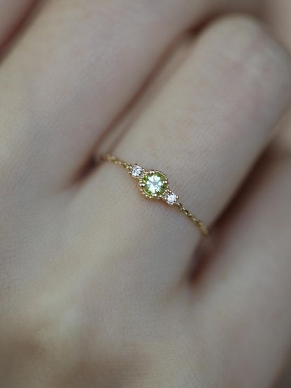S925 Little Jasmine Gold Olive Adjustable Chain Pure Silver Ring for Women Japanese Style Niche High-end Jewelry