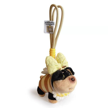 Bee Puppy Backpack with Hat Plush Doll Pendant Bag Pendant Bag Decoration Couple Funny Keychain Doll