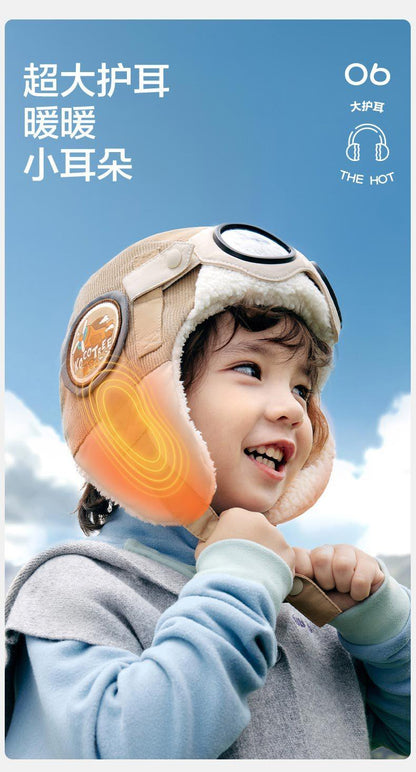 Pilot Children's Hat Autumn Winter Boys Lei Feng Hat Girls Windproof Ear Protection Baby Warm Hat