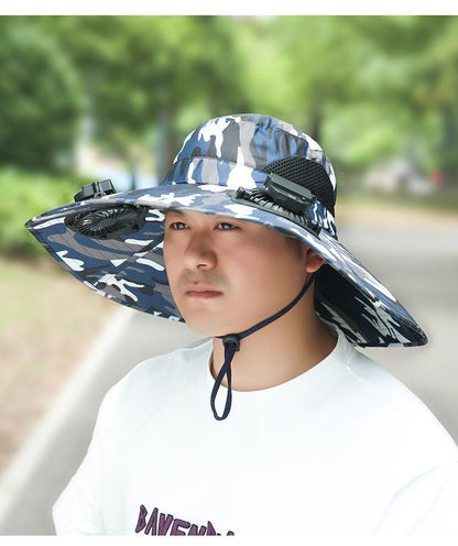 Summer Rechargeable Multi-Fan Hat Pastoral Outdoor Play Work Travel Sunshade Face Shield Wide Brim Sun Hat