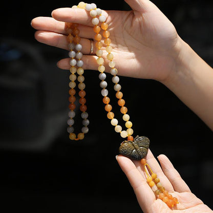 Qipao Beautifully Paired with Xinjiang Gold Silk Jade Sweater Chain Necklace Rose Blossom Prosperity Women's Clothing Hanging Chain Accessories Ethnic Style