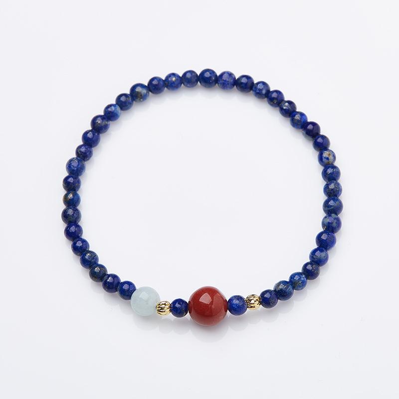 Original Design Natural Lapis Lazuli Small Beads Ultra-fine Bracelet for Women Simple and Exquisite Southern Red Agate Hand Jewelry Gift