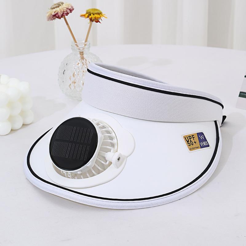 Summer Wide Brim Travel Solar Charging Fan Hat for Adults Men Women Parent-Child Open Top UV Protection Casual