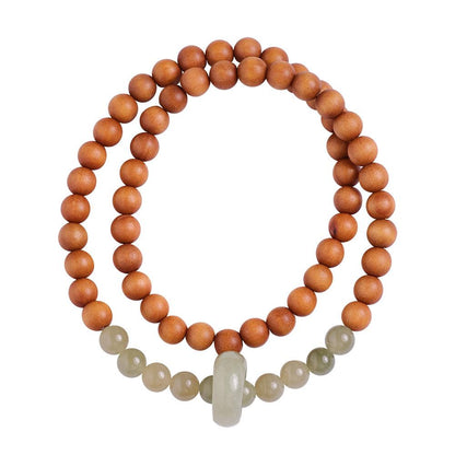 Qingshan Dai Lingyin Milk Fragrance Sandalwood Hetian Running Ring Double Circle Bracelet Ethnic Style Simple Jade Bracelet Couple Style
