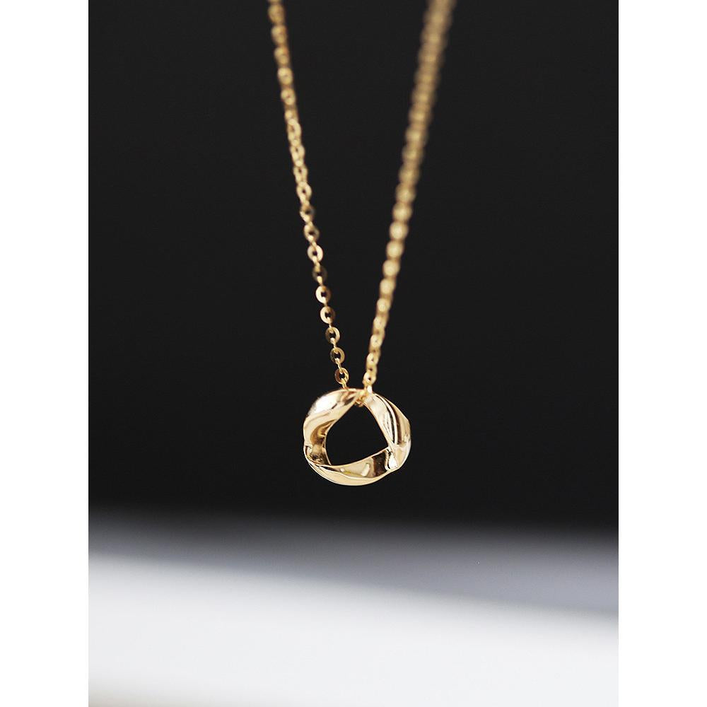 All-over S925 Sterling Silver Gold-plated Necklace for Women Mobius Elegant Versatile Pendant Beautiful Simple Collarbone Chain