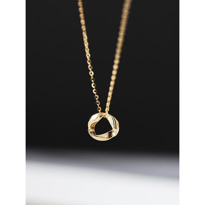 All-over S925 Sterling Silver Gold-plated Necklace for Women Mobius Elegant Versatile Pendant Beautiful Simple Collarbone Chain