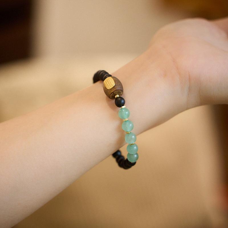 Half Mountain Half Water Soil Agarwood Green Dongling Five Strands Bracelet Niche High-end Bracelet Gift Live Streaming Source