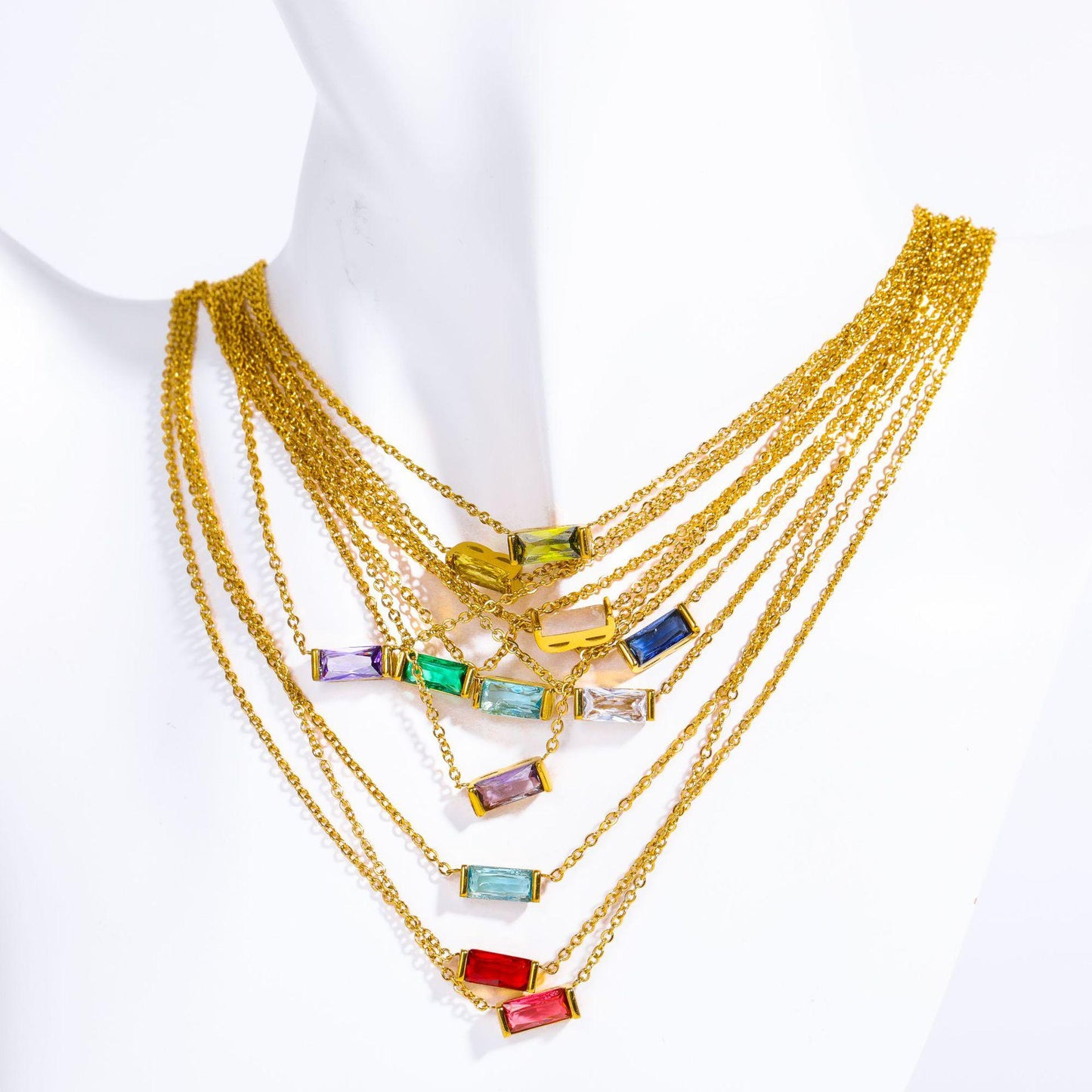 Titanium Steel Birthstone 12 Birthstone Zircon Necklace Monthly Stone Women High Color Retention Ins Necklace