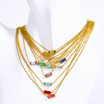 Titanium Steel Birthstone 12 Birthstone Zircon Necklace Monthly Stone Women High Color Retention Ins Necklace