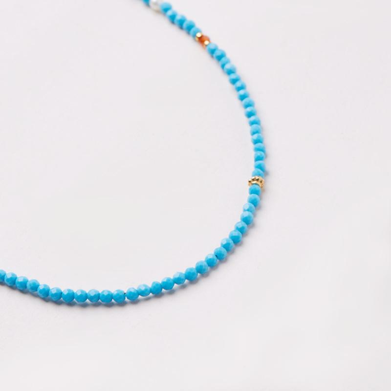 New Chinese Style Ultra-Fine Cut Magnesite Necklace for Women S925 Silver Filigree Enamel Pearl Flower Pendant Collarbone Chain