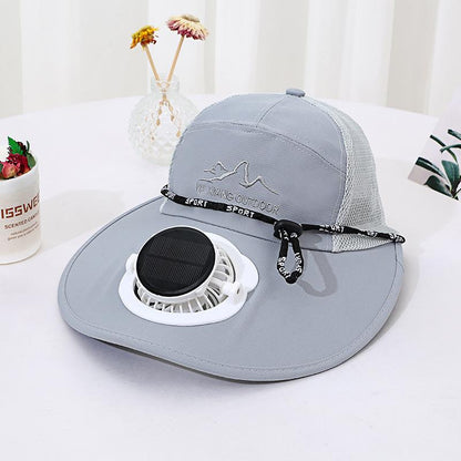 Men's Summer Solar Charging Hat with Fan Fishing Outdoor Sunshade Sun Protection Hat Women's Wide Brim Mesh Hat