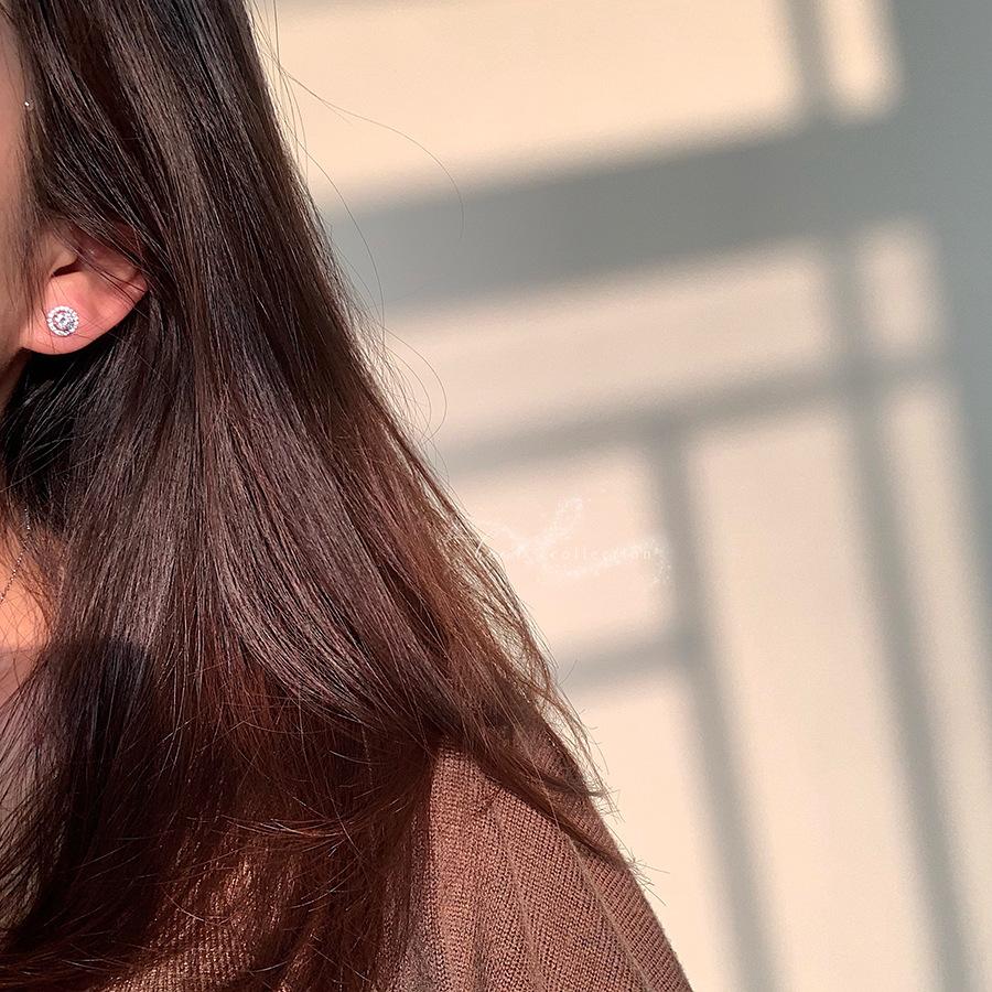 S925 Solid Silver Earrings for Women Simple Elegant Versatile Inlaid Exquisite Zircon Earrings