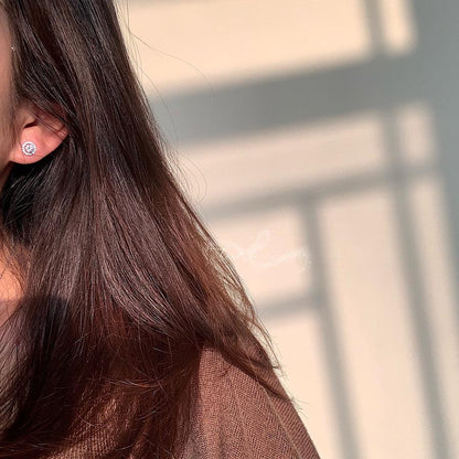 S925 Solid Silver Earrings for Women Simple Elegant Versatile Inlaid Exquisite Zircon Earrings