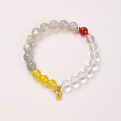Three-in-One Twelve Zodiac Bracelet for Women Strawberry Crystal White Crystal Agarwood Multi-Gemstone Crystal Temple Bracelet