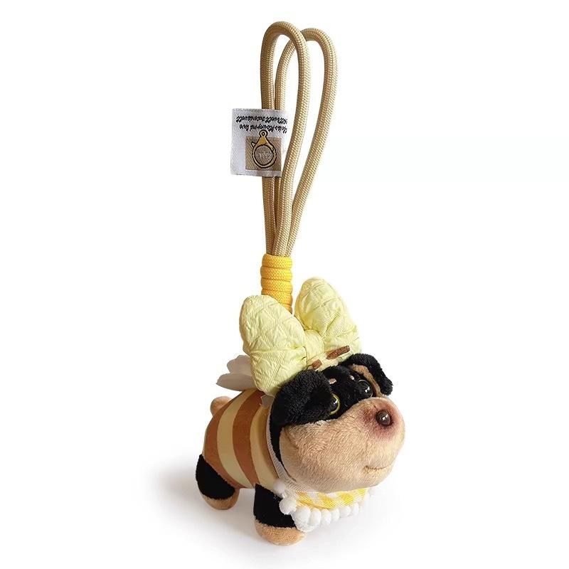 Bee Puppy Backpack with Hat Plush Doll Pendant Bag Pendant Bag Decoration Couple Funny Keychain Doll