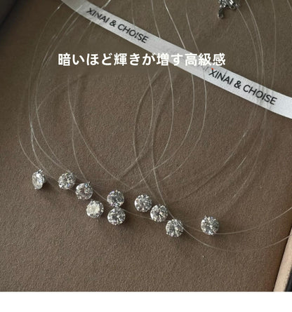 Mermaid Tears Necklace Ladies New Moissanite Invisible Fishing Line Minority All-Match Sterling Silver Clavicle Chain
