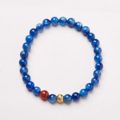 Natural 6MM Kyanite Bracelet for Women S925 Hundred Blessings Mountain Viewing Moon Viewing Bracelet Oil Painting Blue Gemstone Bracelet