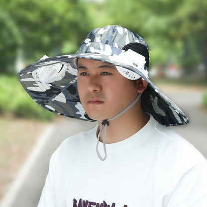 Summer Rechargeable Multi-Fan Hat Pastoral Outdoor Play Work Travel Sunshade Face Shield Wide Brim Sun Hat
