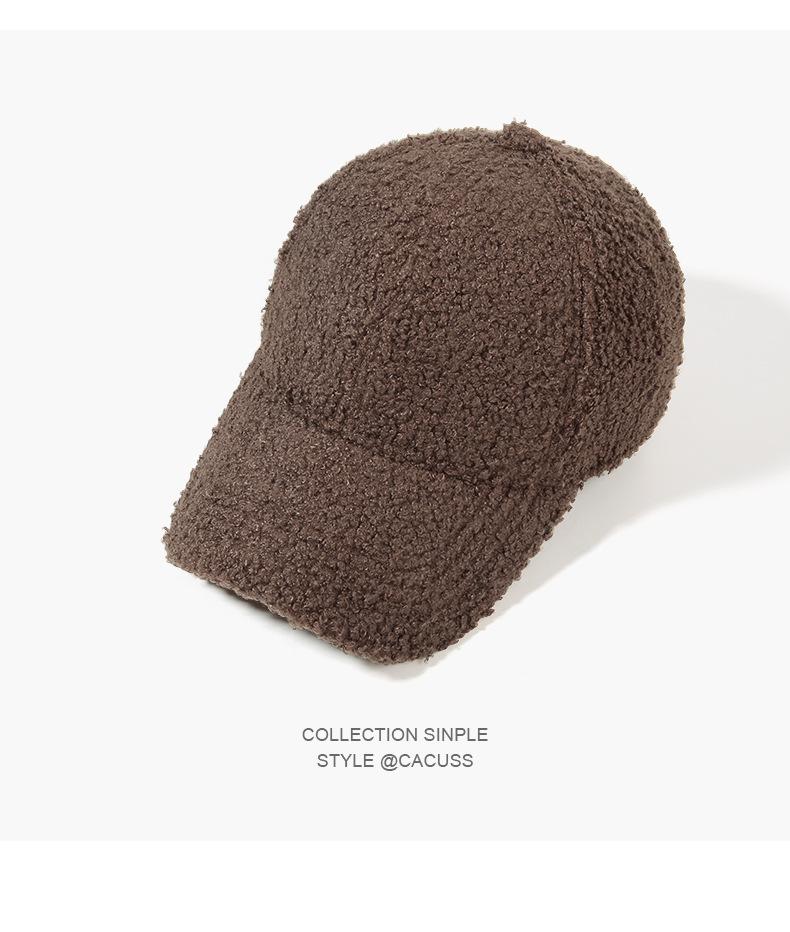 Lightweight Lamb Wool Hat for Men and Women, Autumn and Winter Korean Style Trendy Versatile Baseball Cap, Outdoor Windproof Warm Solid Color Hat