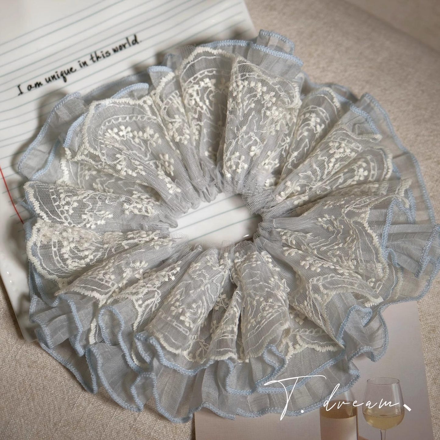 &lt;Dreamland&gt; Sheer Lace Hair Tie Ins Hair Accessories for Women Bun French Retro Hair Rope Hair Ornament Hair Flower
