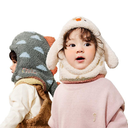 Baby Hat Autumn Winter Children Scarf Warm Integrated Baby Pullover Boys Girls Windproof Ear Protection Hat