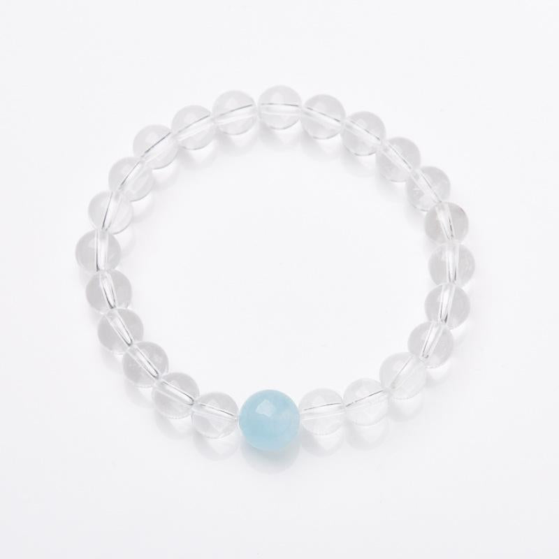 8MM White Crystal Bracelet Female Aquamarine Hand String High Sense Transparent Crystal Bracelet