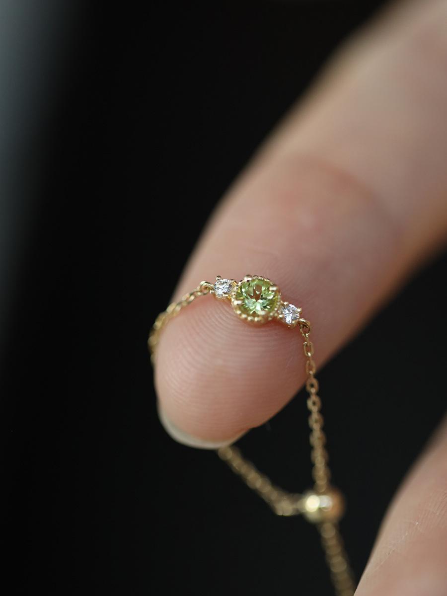 S925 Little Jasmine Gold Olive Adjustable Chain Pure Silver Ring for Women Japanese Style Niche High-end Jewelry