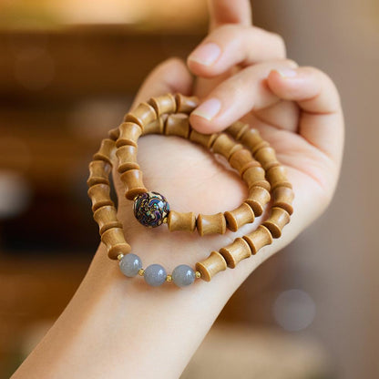 Natural Green Sandalwood Bamboo Knot Bracelet, Smoky Purple Hetian Jade Nine Purple Fire Luck Bracelet, High-end Jade Bracelet