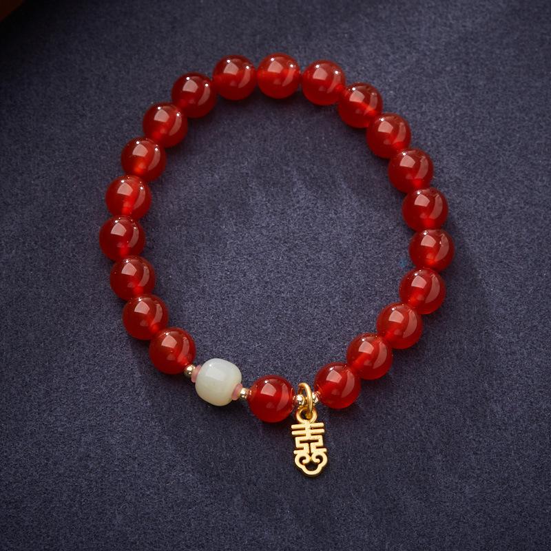 Natural Red Agate Bracelet Good Luck Blessing Fashion Simple Bracelet Gift for Girlfriend Jewelry