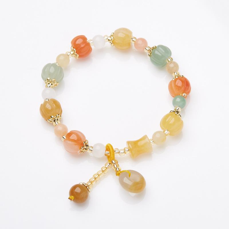Natural Xinjiang Golden Silk Jade Bracelet for Women, Wish Ring, Peace Buckle, Colorful Jade Bracelet, Gift for Best Friend
