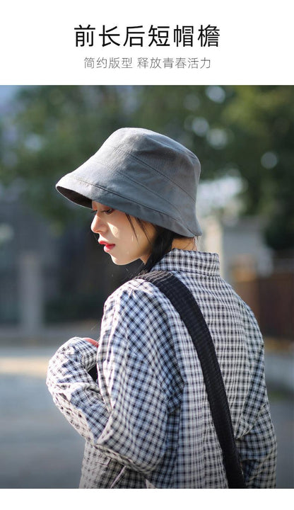 Sun Hat for Women Simple Versatile Fisherman Hat In Stock Japanese Style Large Head Circumference Sun Hat Korean Trendy Brand Wide Brim Hat