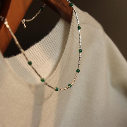Elegant Design Light Luxury Minimalist Style Broken Silver Irregular Freshwater Pearl Small Silver Bar Handmade Beaded Necklace
