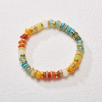 Natural Dopamine Natural Stone Bracelet for Women Rainbow Gold Diamond Multi-Gemstone High-End Texture Friendship Bracelet