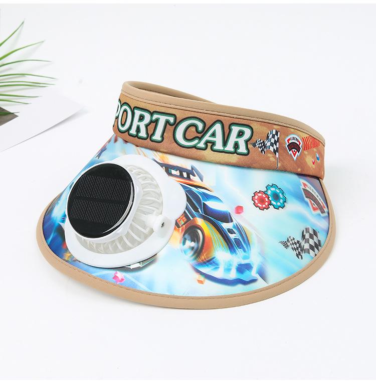 Children's Solar Charging Fan Hat Cartoon Boys and Girls Big Kids Outdoor Summer Sunshade Sun Protection Visor Hat
