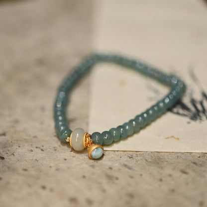 Blue Water Jade Abacus Bead Single Circle Bracelet Hetian Jade Running Ring Southern Red Accessories Hand Jewelry Fortune Lucky Bracelet