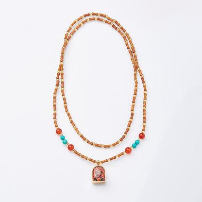Tibetan Style Zakiram Zodiac Birth Buddha Necklace Thangka Gawu Box New Chinese Style Olive Core Bamboo Knot Pendant
