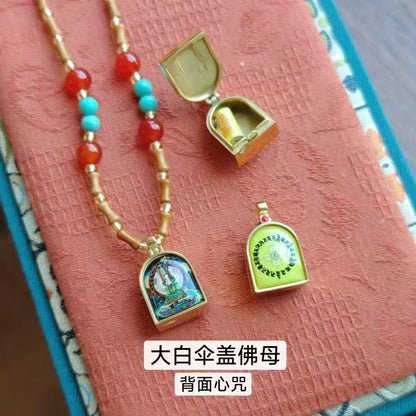 Tibetan Style Zakiram Zodiac Birth Buddha Necklace Thangka Gawu Box New Chinese Style Olive Core Bamboo Knot Pendant
