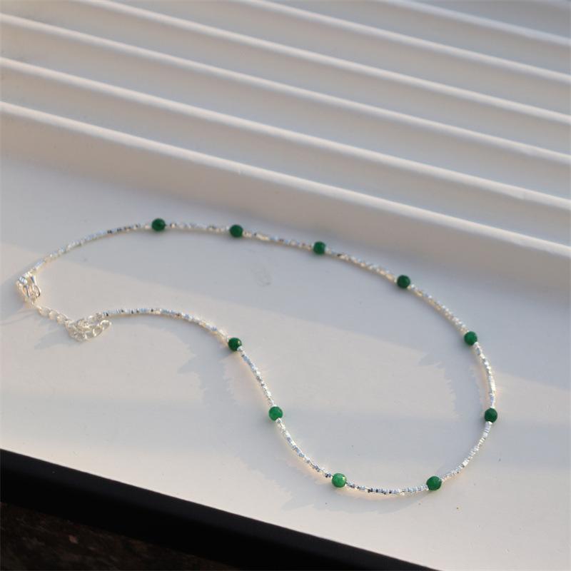 Elegant Design Light Luxury Minimalist Style Broken Silver Irregular Freshwater Pearl Small Silver Bar Handmade Beaded Necklace