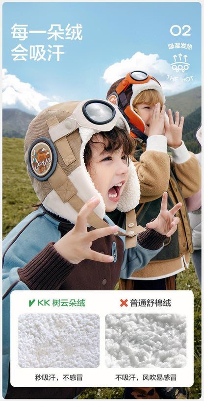 Pilot Children's Hat Autumn Winter Boys Lei Feng Hat Girls Windproof Ear Protection Baby Warm Hat