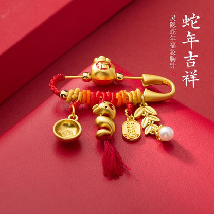 Lingyin Snake Brooch New Year Pregnant Mom Newborn Baby Lucky Bag Peace Baby Pin