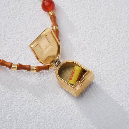 Tibetan Style Zakiram Zodiac Birth Buddha Necklace Thangka Gawu Box New Chinese Style Olive Core Bamboo Knot Pendant