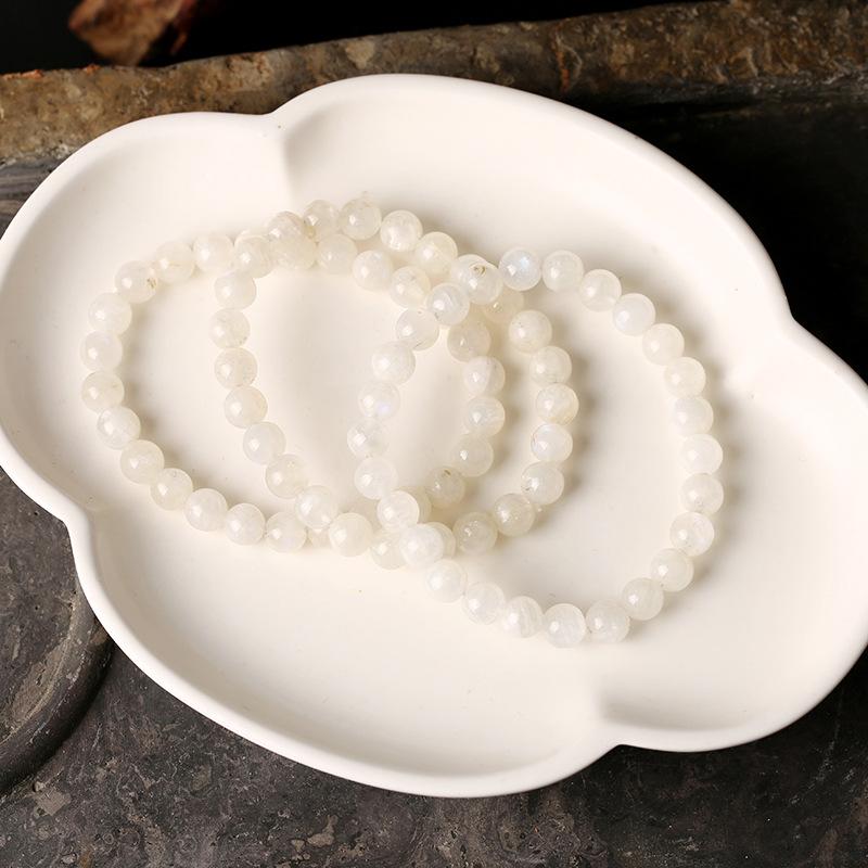Brazilian Natural White Moonstone Bracelet Original DIY Single Circle Bracelet Female Moonstone Jewelry Jewelry Hand Accessories