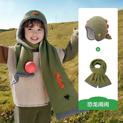 Baby Hat Autumn Winter Children Knitted Hat Ear Protection Baby Cute Girl Scarf Gloves Boy New Style