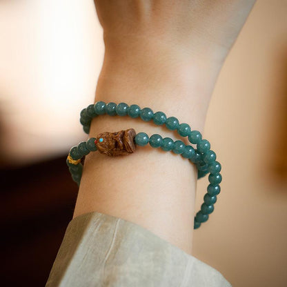 Natural Blue Water Jade Bracelet for Women Zakira Ram New Chinese Style Double Circle Bracelet Zakira Empress Tibetan Style Bracelet