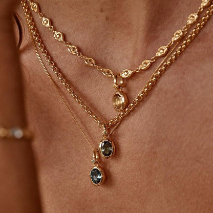 Artistic Retro Free DIY Custom Twelve Birthstone Necklace for Women Family Birthday Gift Collarbone Chain
