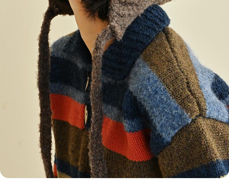 Autumn and Winter Cute Bear Parent-Child Knitted Hat Warm Ear Protection Wool Hat Korean Version Fluffy Cold-Proof Outdoor Hat